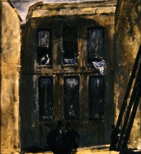 Utcai jelenet, 1910 körül (gouache papíron)
