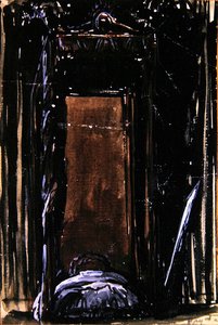 Az ágy, 1909 körül (tinta és gouache papíron)