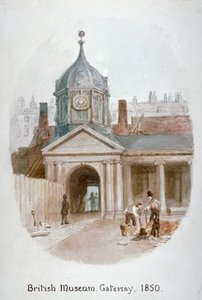 A régi British Museum Montague House kapuja, Bloomsbury, London, 1850.