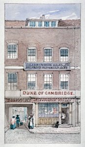 Kilátás a Duke of Cambridge Tavernre, Shoe Lane, London városa, 1840. alkotó: James Findlay