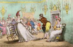 A Broad Hint of Not Meaning to Dance, kiadta Hannah Humphrey 1804-ben (kézi színezett metszet)