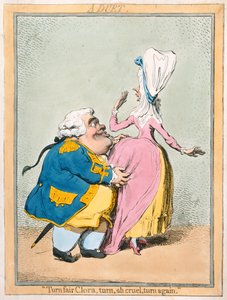 Egy duett: „Turn Fair Clora, turn, ah cruel, turn again” Hannah Humphrey adta ki 1792-ben (kézzel színezett rézkarc)