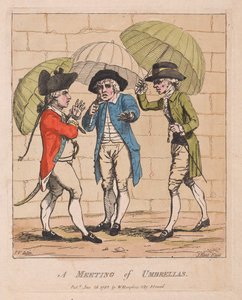 Esernyők találkozója, kocsma. 1782 (kézzel színezett metszet)