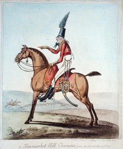 Egy Newmarket Hill karakter, a helyszínen rajzolva, 1802. augusztus 18-án, Hannah Humphrey adta ki 1804-ben (kézzel színezett rézkarc) alkotó: James Gillray