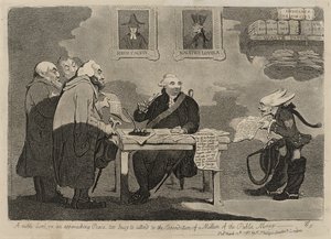 Egy nemes úr a közeledő békén túl elfoglalt ahhoz, hogy a közpénz egymilliónyi kiadásával foglalkozzon [verso] alkotó: James Gillray