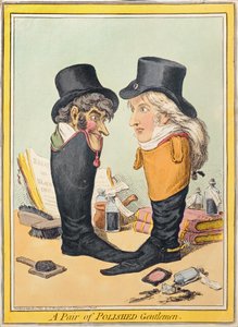 A Pair of Polished Gentlemen, Hannah Humphrey 1801-ben (kézzel színezett rézkarc)