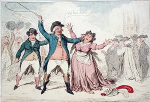 Bizonyíték egy kedves személyiség kifinomult érzelmeiről, aki nemrégiben egy bizonyos ősi város jelöltje volt (kézzel színezett metszet). alkotó: James Gillray