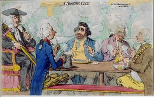 A Dohányzóklub, Hannah Humphrey adta ki 1793-ban (kézzel színezett rézkarc)