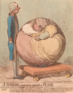Egy gömb, kiugró egy síkba, 1792. január 3., 1792. január 3. alkotó: James Gillray