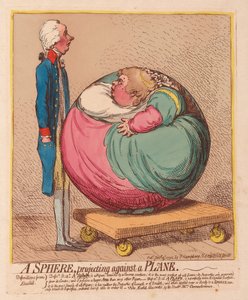 Gömb, amely egy síkra vetül, kocsma. 1792 (kézzel színezett metszet)