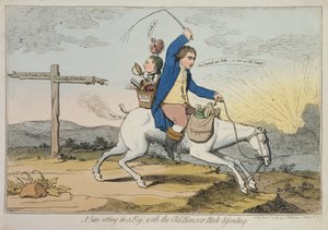 Ködben lenyugvó nap, az Old Hanover Hack védelmében, J. Williams kiadója 1783-ban (kézzel színezett rézkarc)