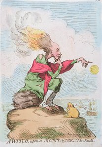 Egy boszorkány a hegy szélén, vagy Fuzelli, Hannah Humphrey adta ki 1791-ben (kézzel színezett rézkarc)