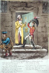 Tipp a fiatal tiszteknek, Hannah Humphrey 1804-ben (kézzel színezett rézkarc) alkotó: James Gillray