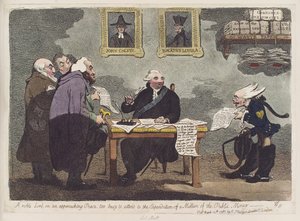 Egy nemes lord, a közelgő békéről, túlságosan elfoglalt ahhoz, hogy a közpénzek egymilliójának James Gillray általi elköltésével foglalkozzon alkotó: James Gillray