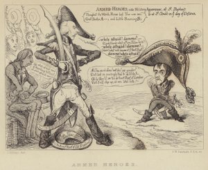 Fegyveres hősök: Henry Addington brit miniszterelnök szembeszáll Napóleonnal és egy francia invázió fenyegetésével, 1803 alkotó: James Gillray