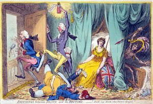 Britannia a halál és a doktorok között, pub. Hannah Humphrey, 1804. május 20. (kézi színes metszet)