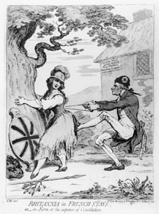 Hannah Humphrey 1793-ban kiadott Britannia francia tartózkodásban, avagy újraformálódás az alkotmány költségén (rézkarc) alkotó: James Gillray