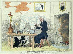 Cincinnatus in Retirement, pub. 1782 (kézzel színezett metszet)