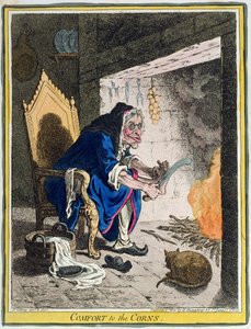Comfort to the Corns, kiadta Hannah Humphrey 1800-ban (kézi színezett metszet)