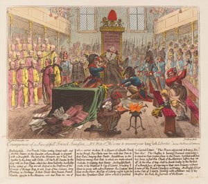 Egy sikeres francia invázió kocsma következményei. 1798 (kézzel színezett metszet)