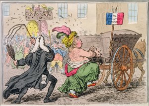 Discipline a la Kenyon, Hannah Humphrey 1797-ben (kézzel színezett rézkarc)