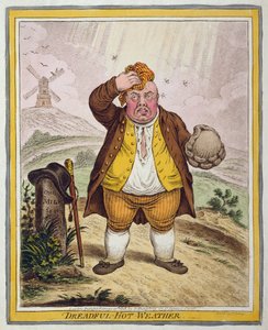 Dreadful-Hot Weather, Hannah Humphrey 1808-ban (kézzel színezett rézkarc)