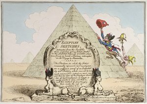 Egyiptomi vázlatok, Hannah Humphrey 1799-ben (kézzel színezett rézkarc) alkotó: James Gillray