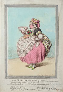 Enter Cowslip, egy tál krémmel, Hannah Humphrey adta ki 1795-ben (kézzel színezett rézkarc) alkotó: James Gillray