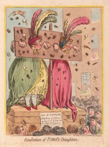 Faros lányai felmagasztalása, kocsma. 1796 (kézzel színezett metszet)