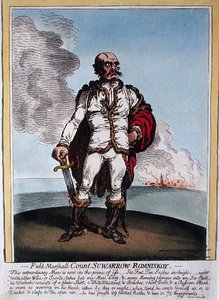 Field-Marshall gróf Suwarrow-Rominiskoy (1729-1800) Hannah Humphrey adta ki 1799-ben (kézzel színezett rézkarc) alkotó: James Gillray