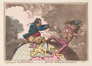 Harc a Dunghill vagy Jack Tar megtelepedése Buonaparte, kocsma. 1798 (kézzel színezett metszet)