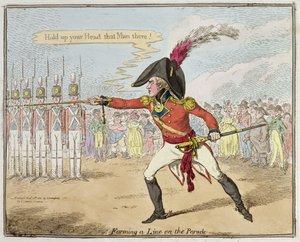 A Forming a Line on the Parade, Hannah Humphrey adta ki 1801-ben (kézzel színezett rézkarc)