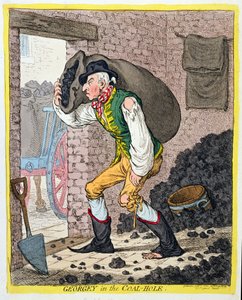 Georgey in the Coal-Hole, Hannah Humphrey adta ki 1801-ben (kézzel színezett rézkarc)