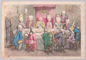 Grace a hús előtt vagy egy kukucskál Lord Petersben, a kocsmában. 1779 (kézzel színezett metszet)