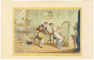 Harmónia a házasság előtt (recto); Az ötrúd-kapu megtisztítása (fordítva) alkotó: James Gillray