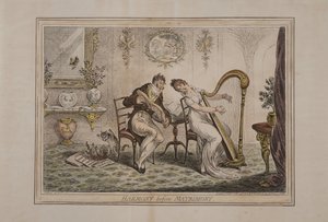 Harmónia a házasság előtt, Hannah Humphrey kiadója, 1805 (kézzel színezett rézkarc)