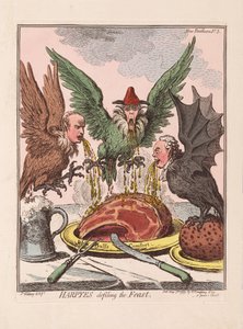 Hárpiák bemocskolják az ünnepet, kocsma. 1799 (kézzel színezett metszet) alkotó: James Gillray