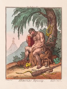 Hercules Reposing, kocsma. 1799 (kézzel színezett metszet) alkotó: James Gillray