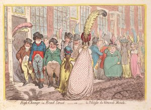 High Change in Bond Street, avagy a nagy világok udvariassága, kocsma. 1796 (kézzel színezett metszet)
