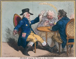 Homérosz énekli Verseit a görögöknek, Hannah Humphrey adta ki 1797-ben (kézzel színezett rézkarc)