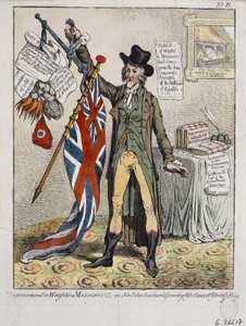 A súlyok és mértékek javítása, avagy Sir John Seeclear felfedezi a brit zászló egyensúlyát alkotó: James Gillray