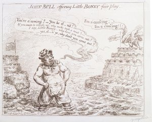 John Bull Little Boney fair play-t kínál, Hannah Humphrey adta ki 1803-ban