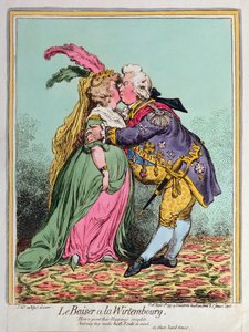 Le Baiser a la Wirtembourg, Hannah Humphrey adta ki 1797-ben (kézzel színezett rézkarc)