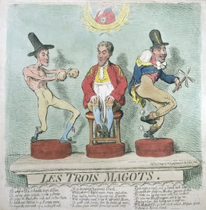 Les Trois Magots, Hannah Humphrey 1791-ben (kézzel színezett rézkarc)
