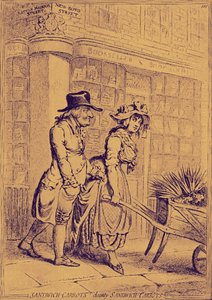 Lord Sandwich egy virágárusra figyel alkotó: James Gillray