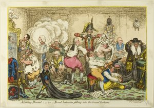 Tisztességesnek lenni; azaz a széles fenékűek bekerülni a nagy jelmezbe alkotó: James Gillray