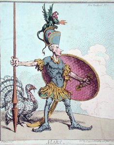 Mars, Hannah Humphrey kiadója az „Új Pantheon” 1799-ben (kézzel színezett rézkarc) alkotó: James Gillray