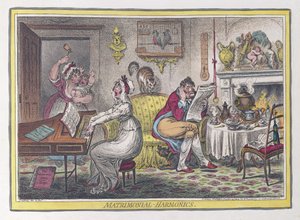 Házassági harmonika, kocsma. 1805 (kézzel színezett metszetek)
