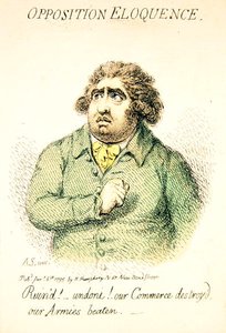 Opposition Eloquence, Hannah Humphrey 1795-ben (kézzel színezett metszet) (191281 részlet) alkotó: James Gillray