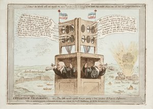 Ellenzéki táviratok, avagy A kis másodlátó ügyvéd, aki a hazafias információ valódi mintáját adja, 1798. június 21. alkotó: James Gillray